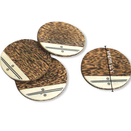 Same design as described in the first image of coasters. There is a horizontal line across one of the 4 coasters that reads 3.75 inches.